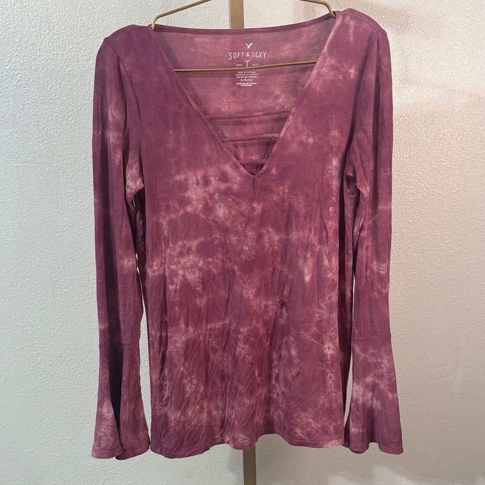 American Eagle Outfitters- Soft & Sexy- Purple Tie-Dye Long Sleeve Top- Small